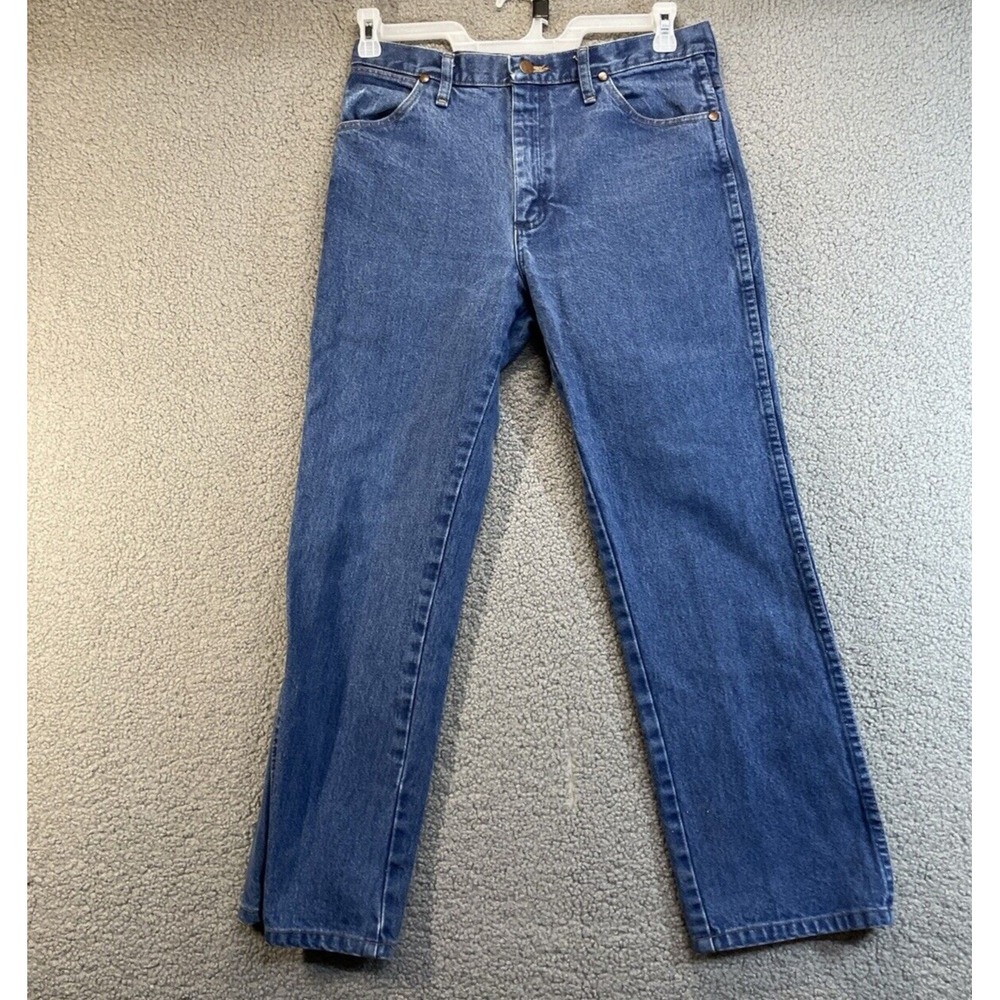 Wrangler Mens Size 32x3 Regular Fit Straight Leg‎ Denim Blue Jeans
